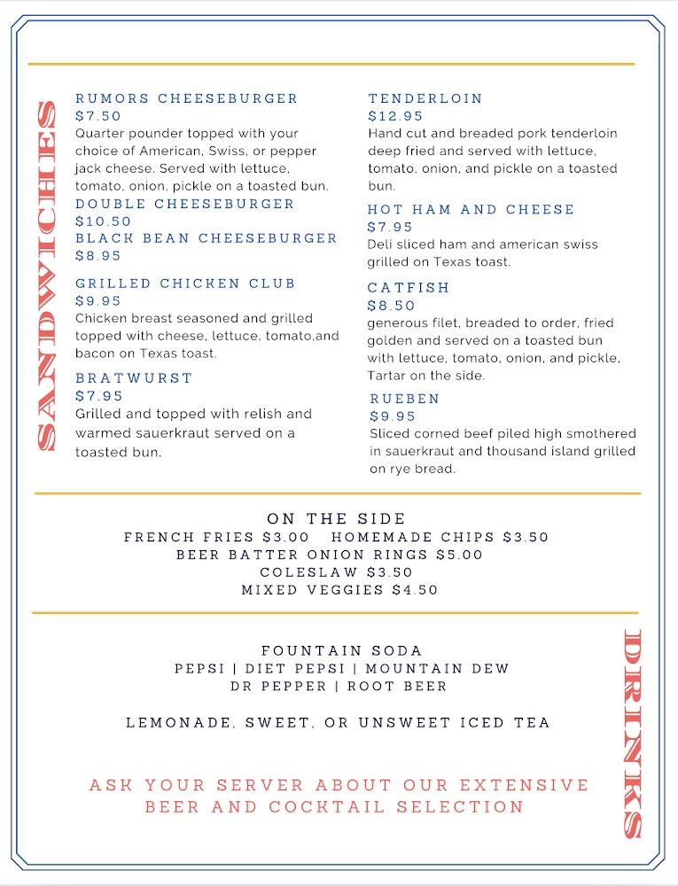 Rumor Has It... Bar & Grill Menu image 2
